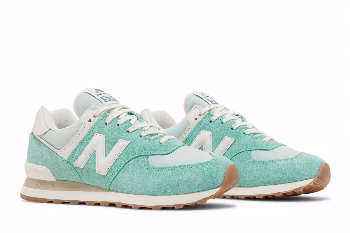 New Balance 574 Green White Gum, view 9