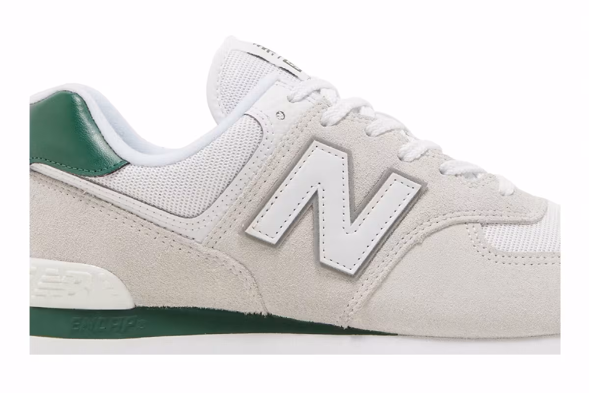 New Balance 574 White Green Gum, view 3