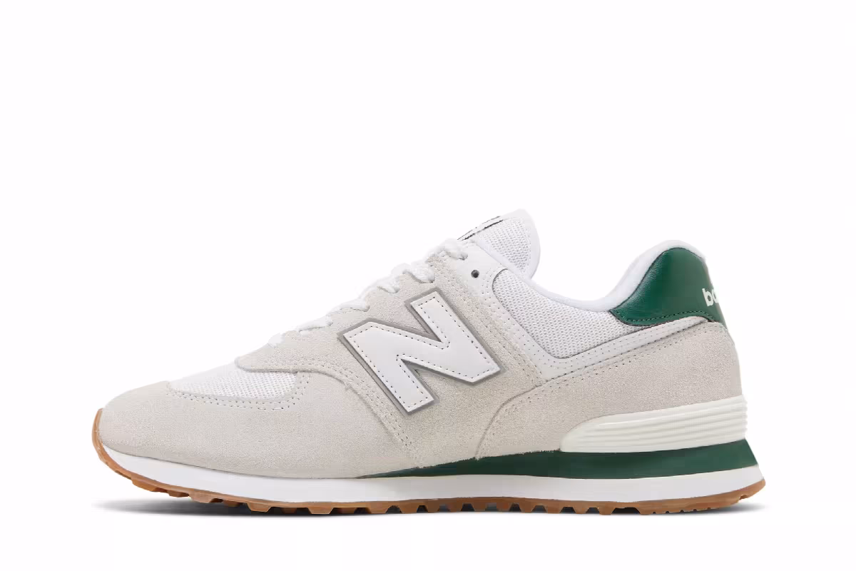 New Balance 574 White Green Gum, view 4