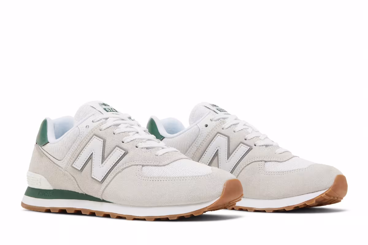 New Balance 574 White Green Gum, view 9