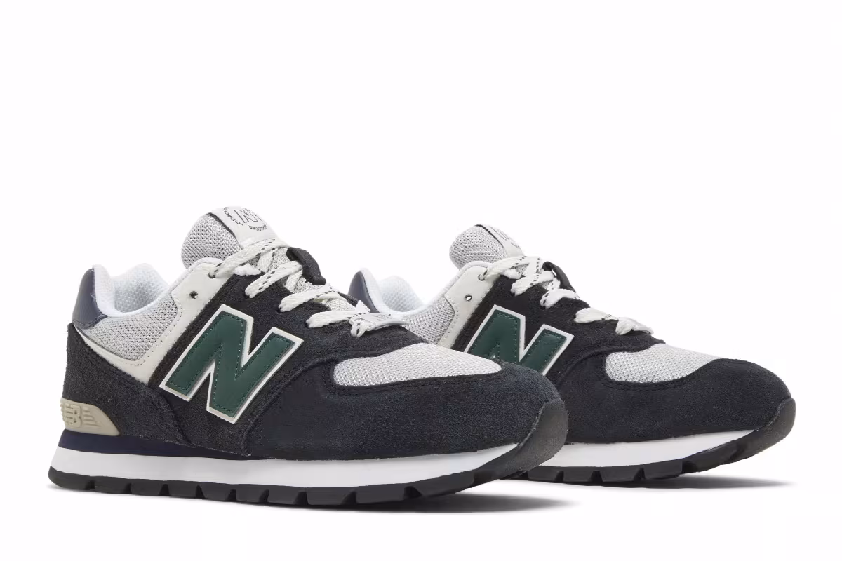 New Balance 574 Big Kid Black Nightwatch Green, view 9