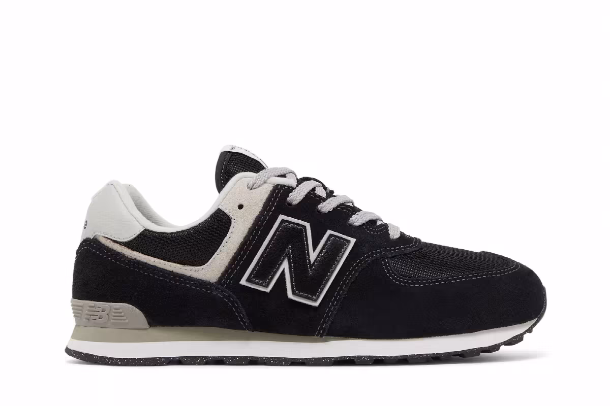 New Balance 574 Big Kid Core Pack - Black White, view 2