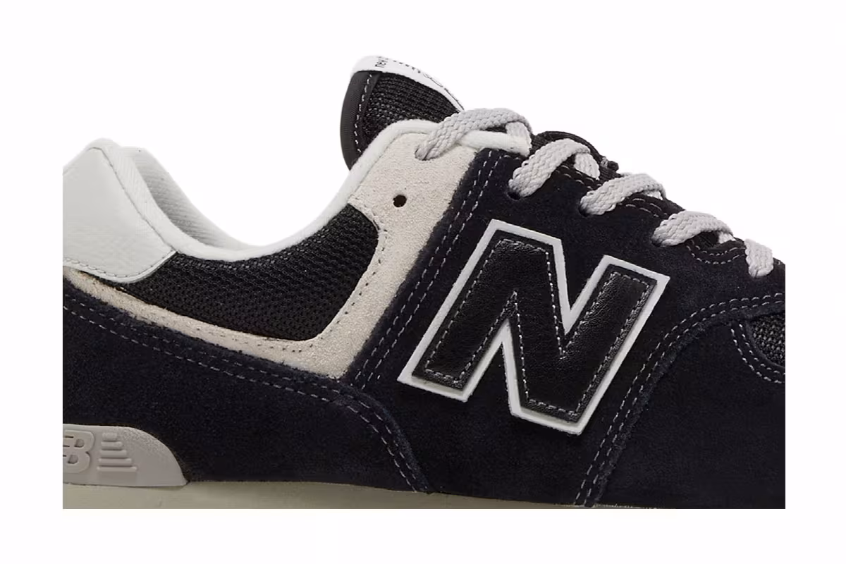 New Balance 574 Big Kid Core Pack - Black White, view 3