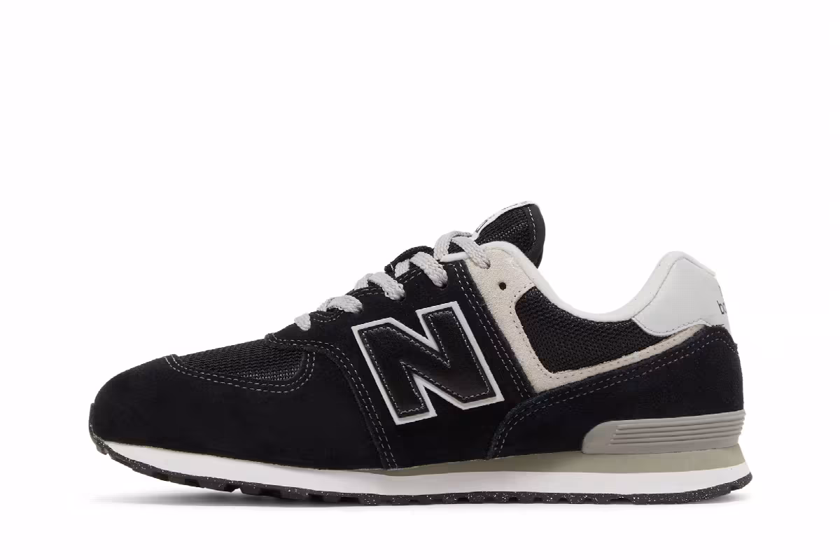 New Balance 574 Big Kid Core Pack - Black White, view 4