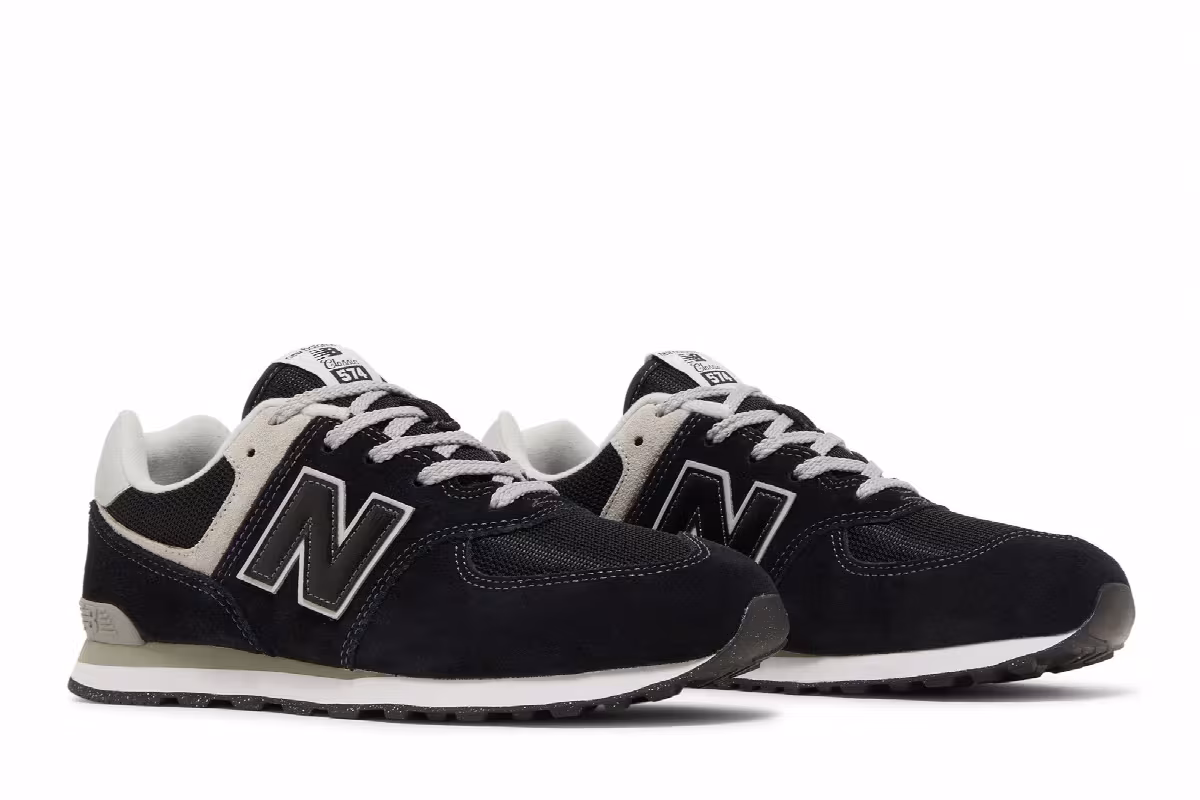 New Balance 574 Big Kid Core Pack - Black White, view 9