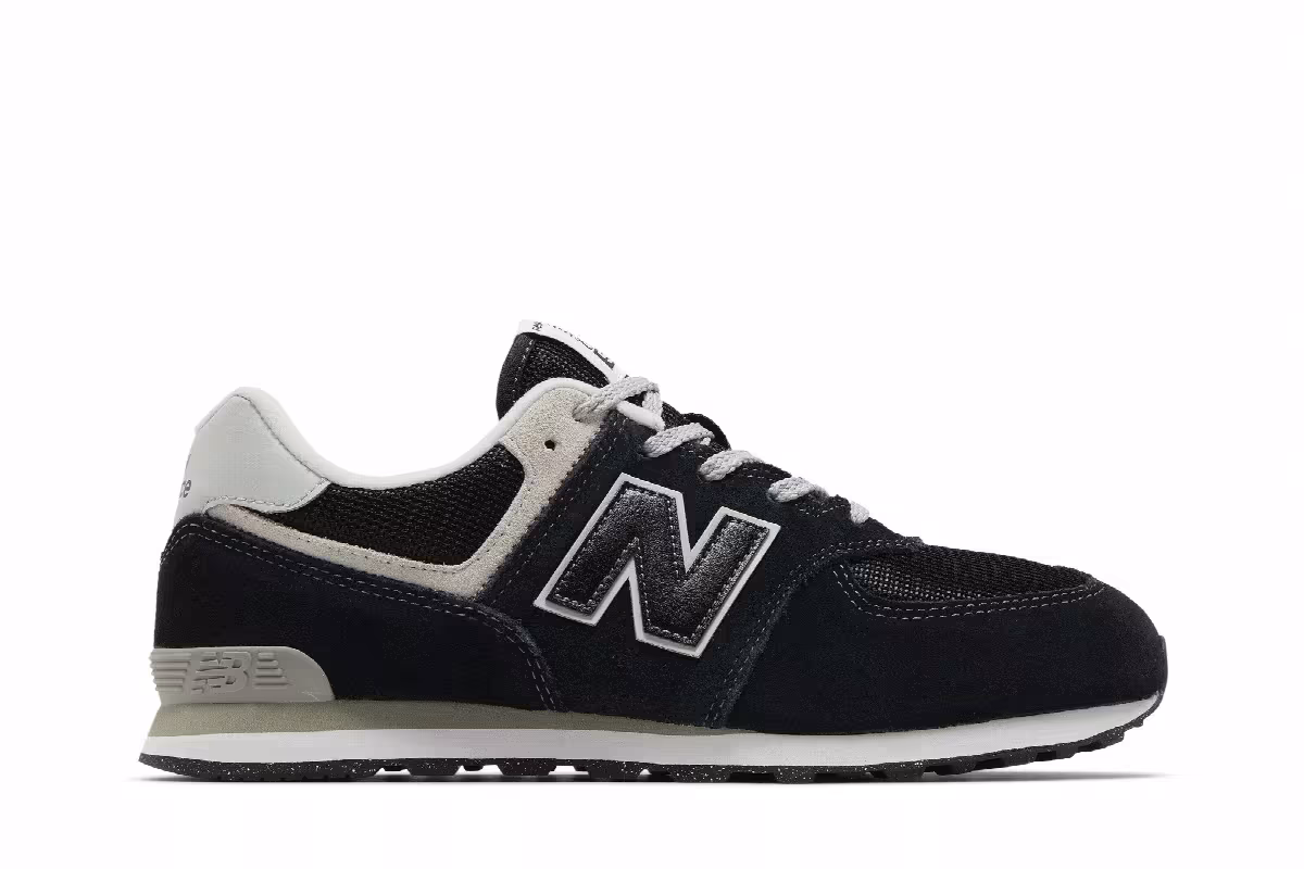 New Balance 574 Big Kid Wide Core Pack - Black White, view 2