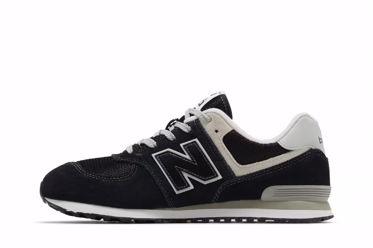 New Balance 574 Big Kid Wide Core Pack - Black White, view 4