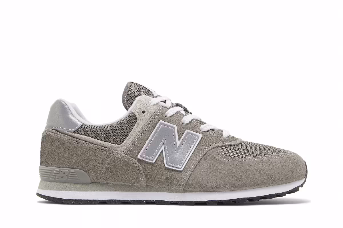 New Balance 574 Big Kid Core Pack - Grey White, view 2