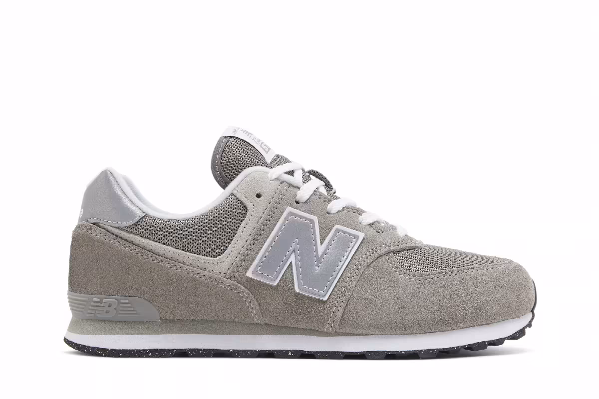 New Balance 574 Big Kid Wide Core Pack - Grey White, view 2