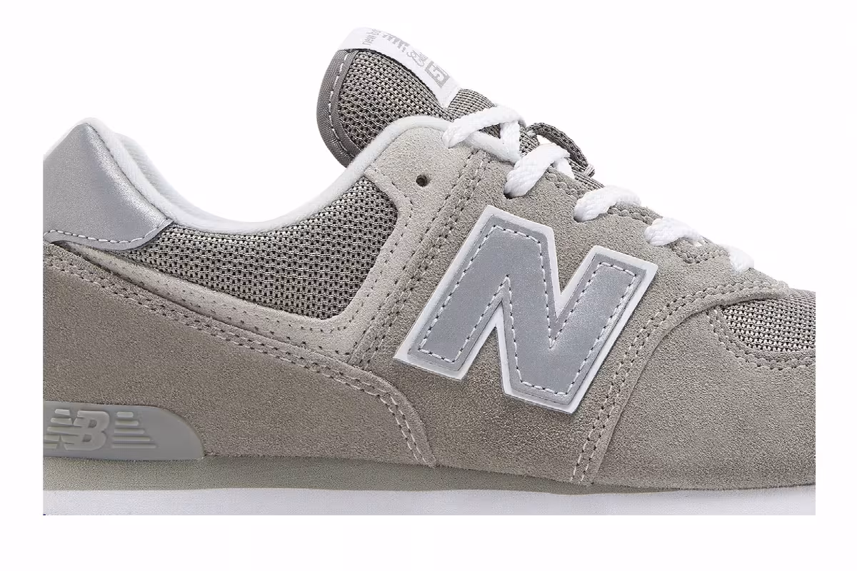 New Balance 574 Big Kid Wide Core Pack - Grey White, view 3