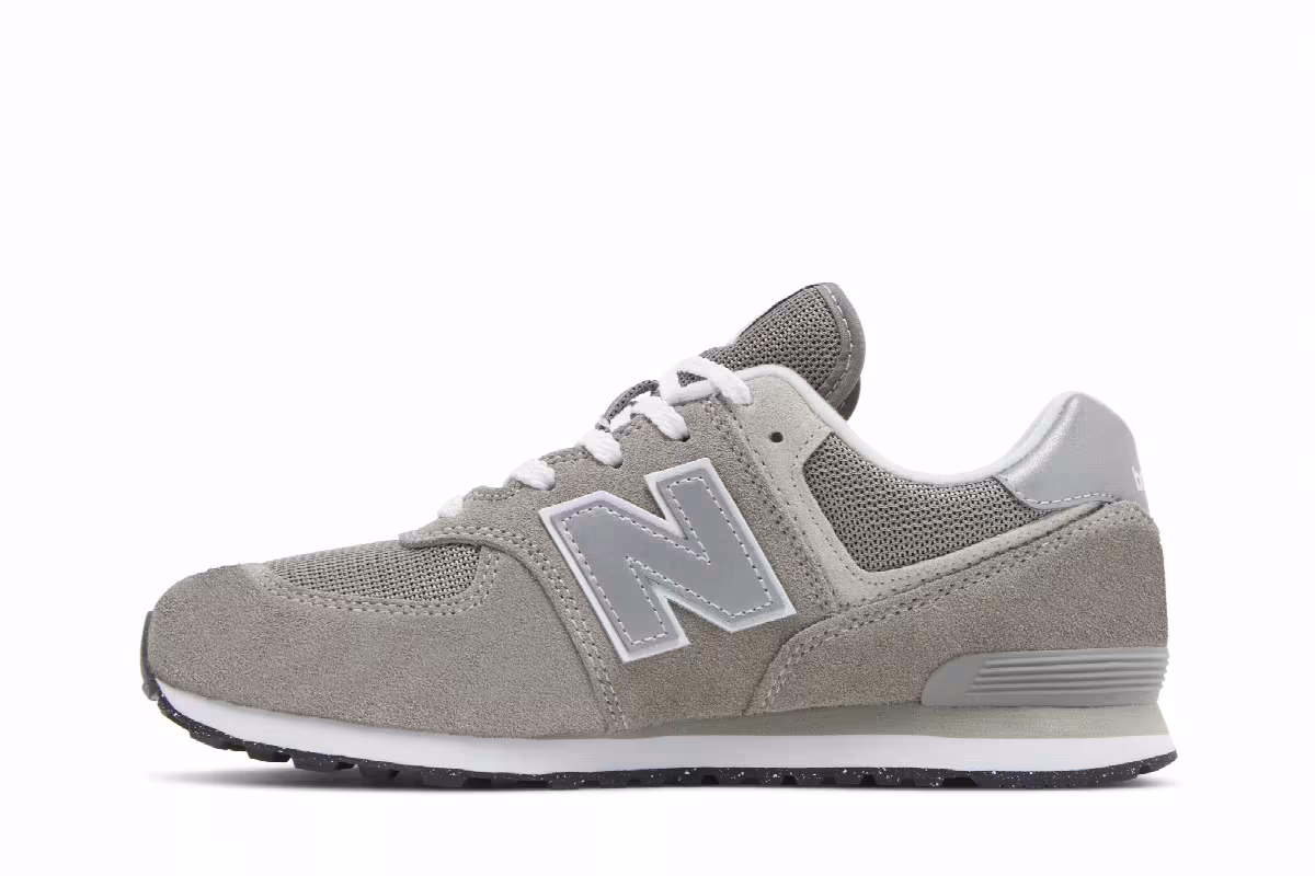 New Balance 574 Big Kid Wide Core Pack - Grey White, view 4