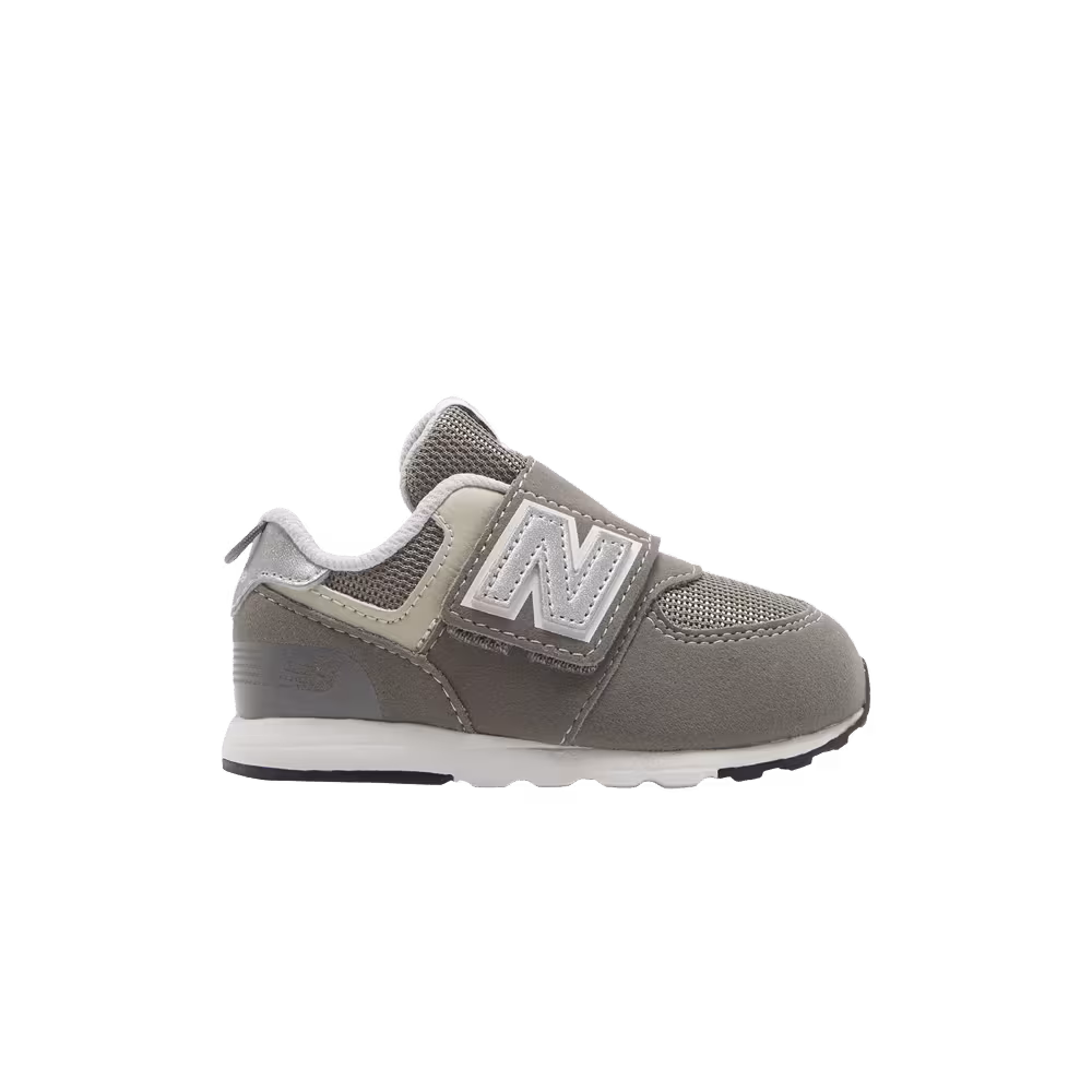 New Balance 574 New-B Hook & Loop Toddler Wide Rain Cloud Silver Metallic