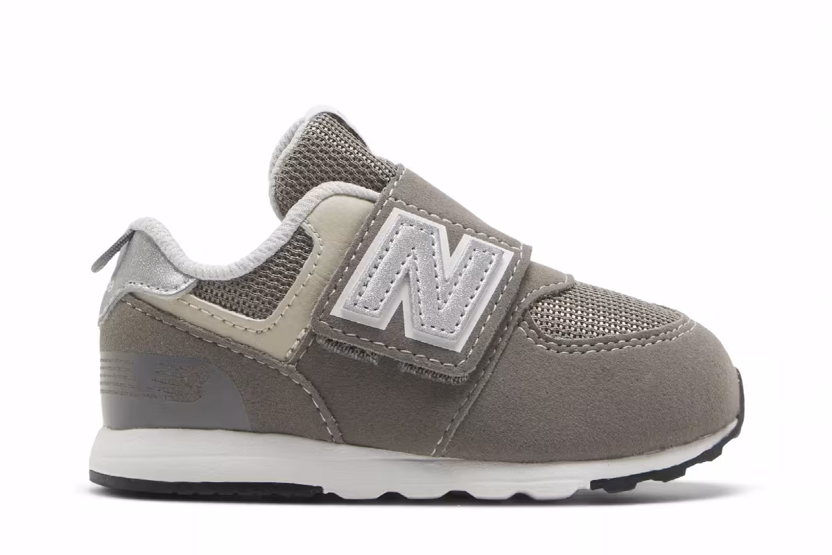 New Balance 574 New-B Hook & Loop Toddler Wide Rain Cloud Silver Metallic, view 2