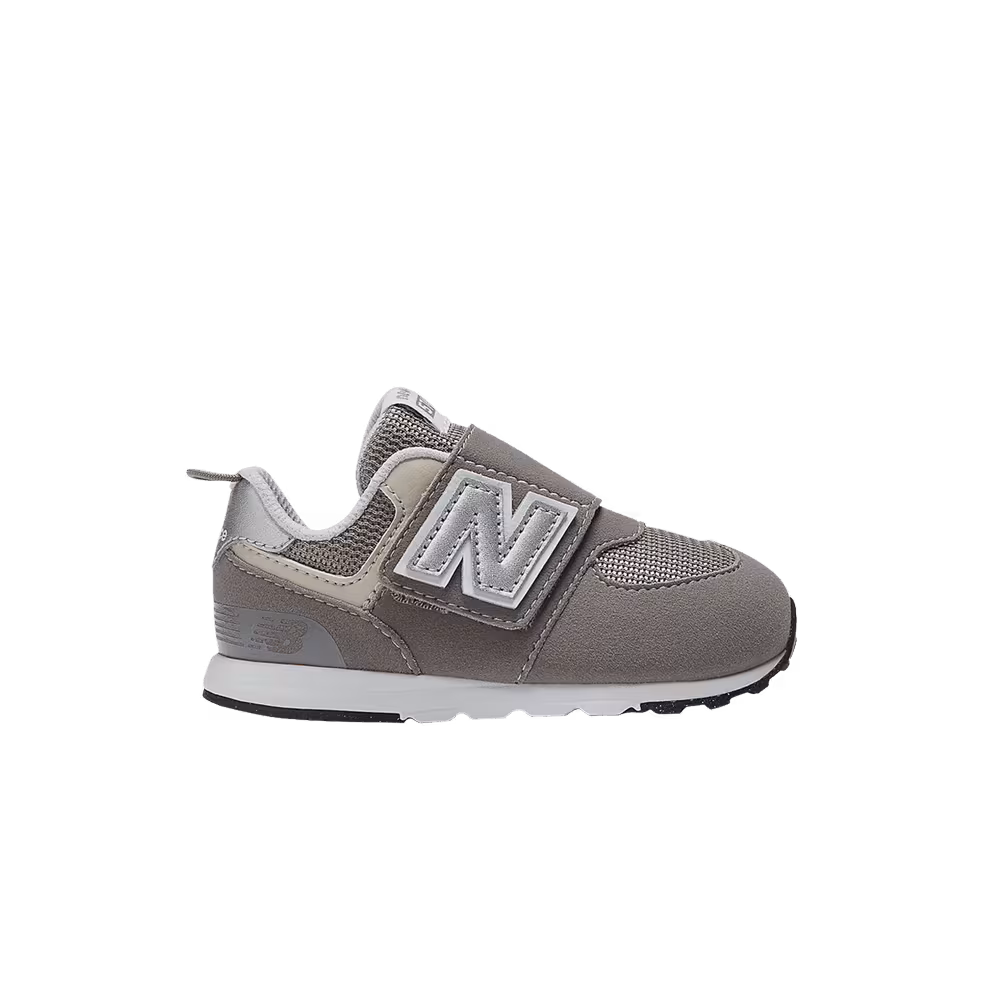 New Balance 574 New-B Hook & Loop Toddler X-Wide Rain Cloud Silver Metallic