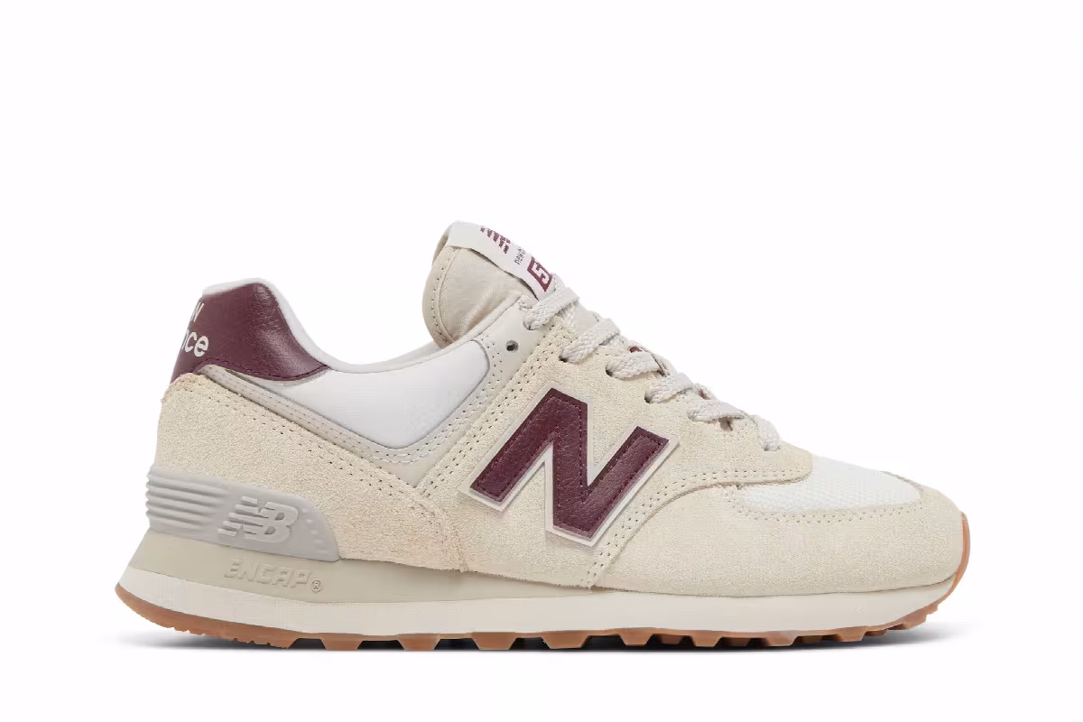 New Balance Women's 574v2 Moonbeam Burgundy, view 2