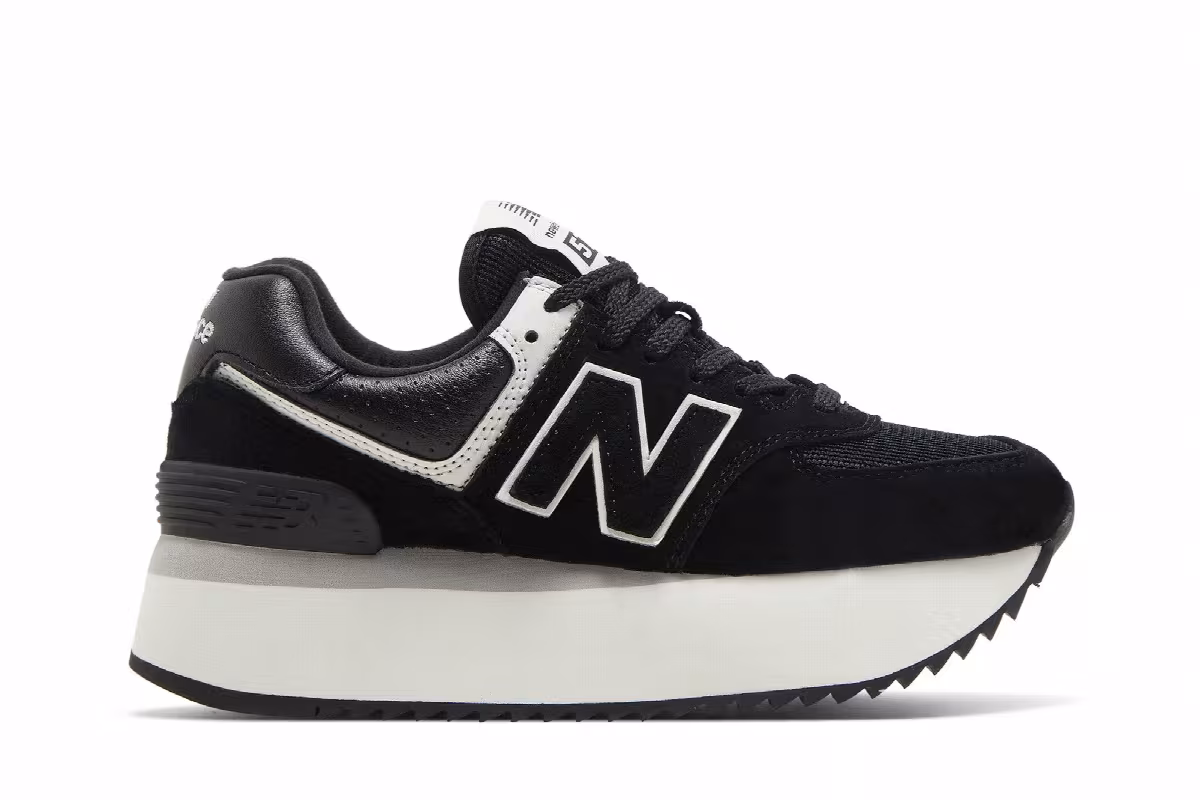 New Balance Women's 574+ Black White, view 2