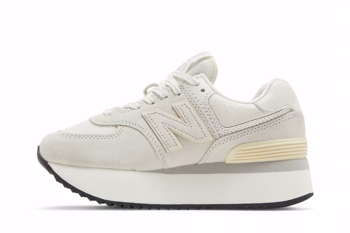 New Balance Women's 574+ White Grey, view 4