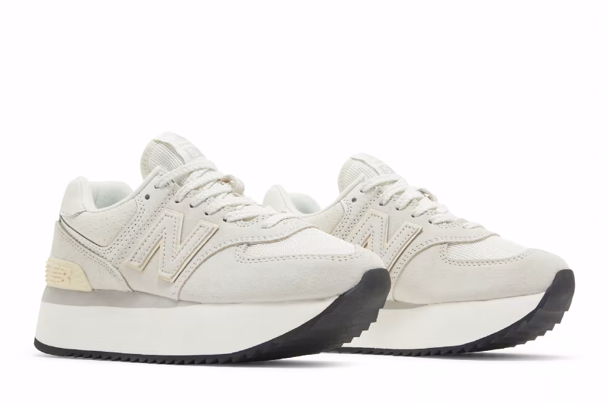 New Balance Women's 574+ White Grey, view 9