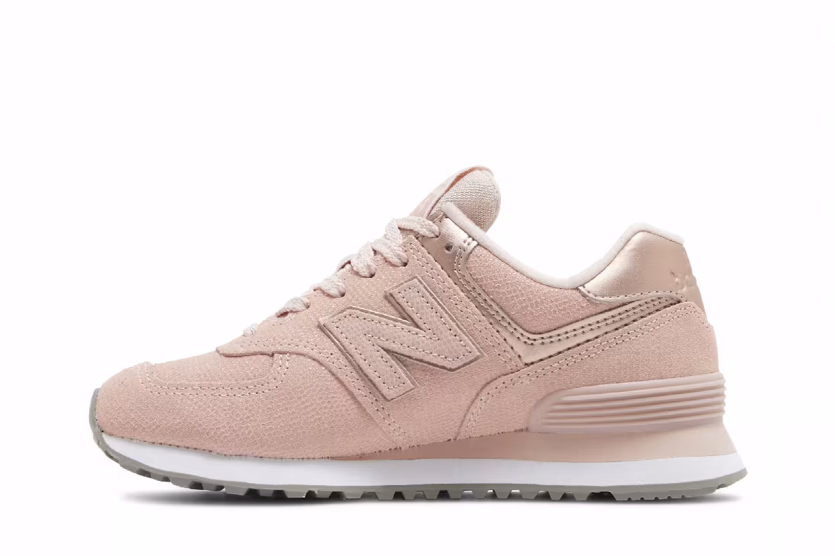 New Balance Women's 574 Pink Reptile, view 4