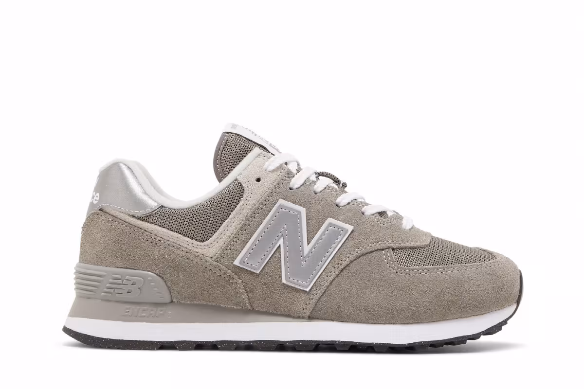 New Balance Women's 574 Core Wide Grey White, view 2