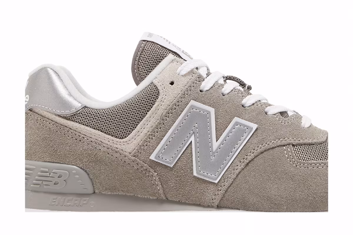 New Balance Women's 574 Core Wide Grey White, view 3