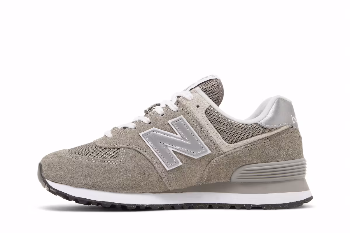 New Balance Women's 574 Core Wide Grey White, view 4