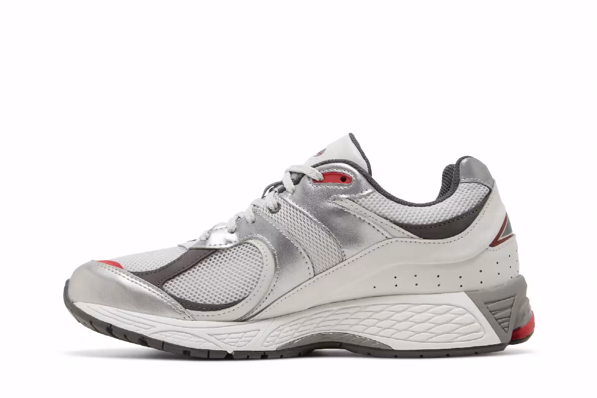 New Balance 2002R Silver Metallic Team Red, view 4