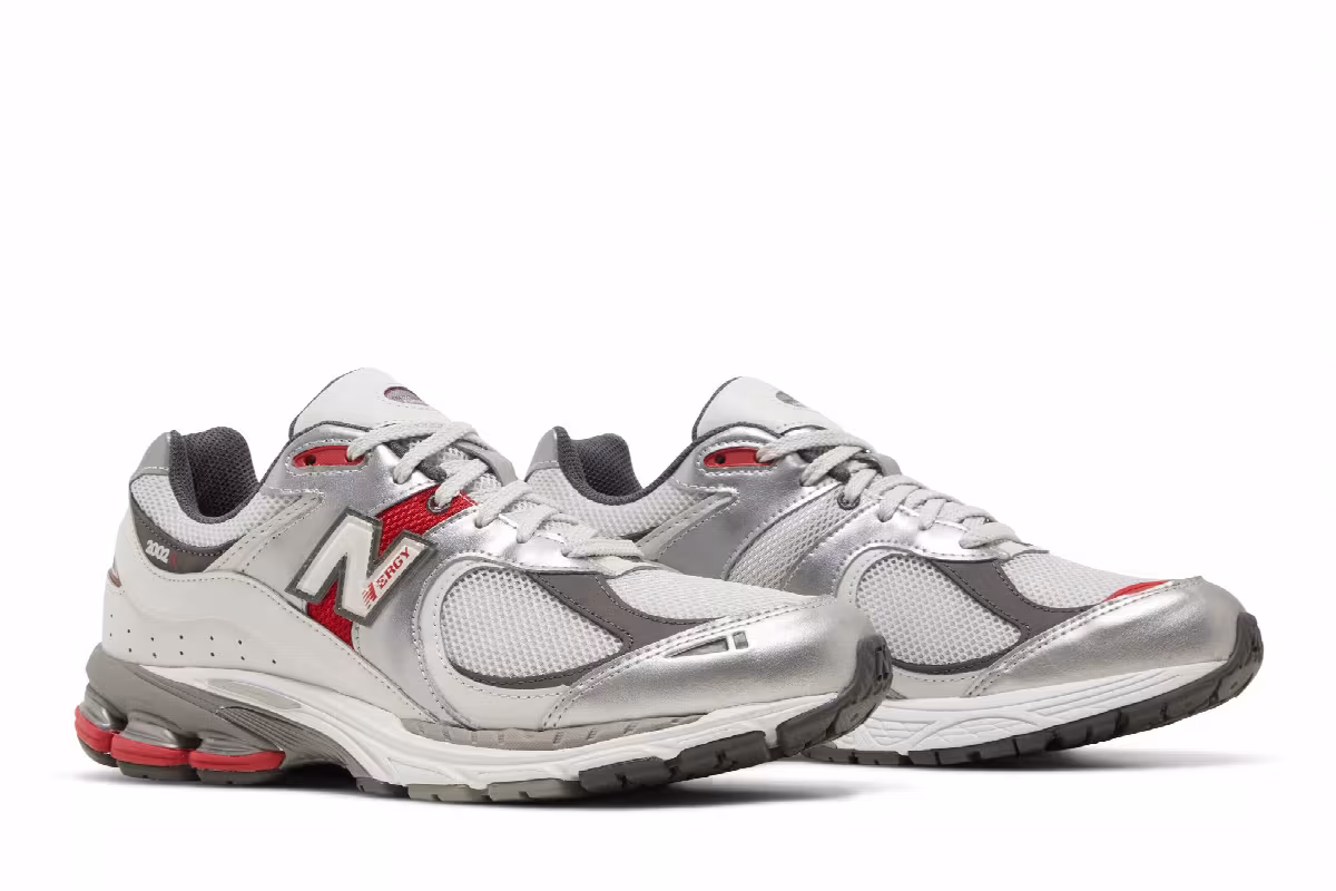 New Balance 2002R Silver Metallic Team Red, view 9