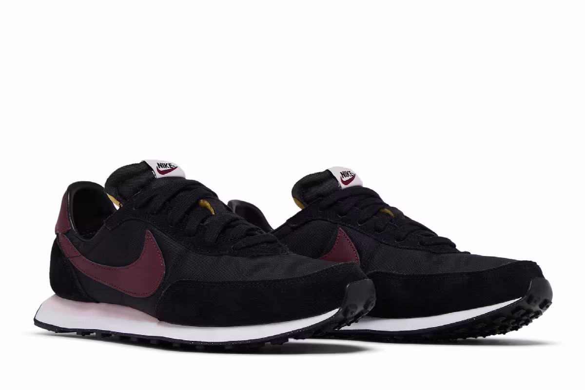 Nike Waffle Trainer 2 GS Black Dark Beetroot, view 9