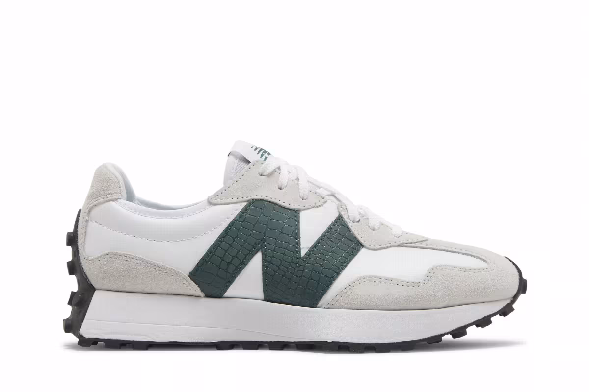 New Balance Women's 327 Nightwatch Green Crocodile, view 2
