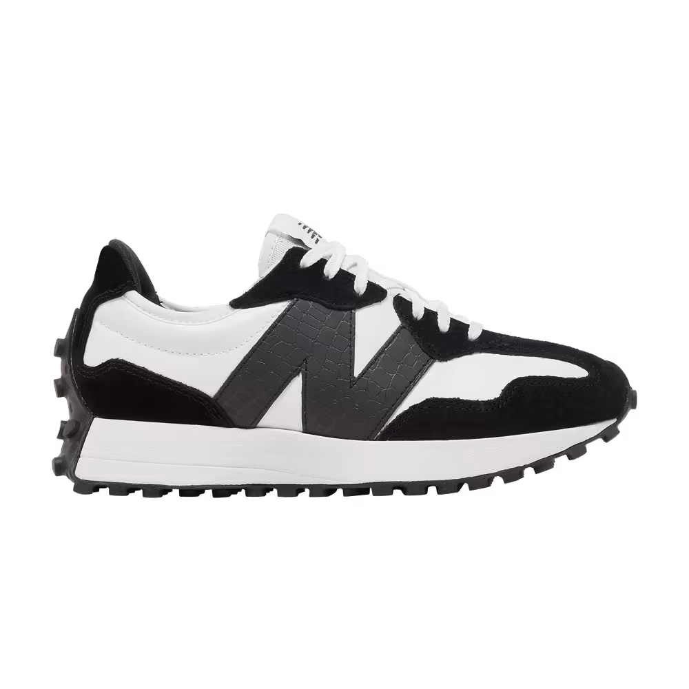 New Balance Women's 327 Black White Crocodile