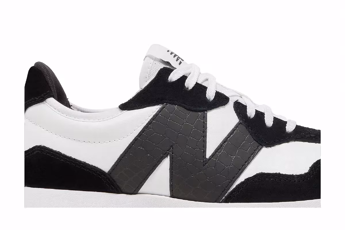 New Balance Women's 327 Black White Crocodile, view 3