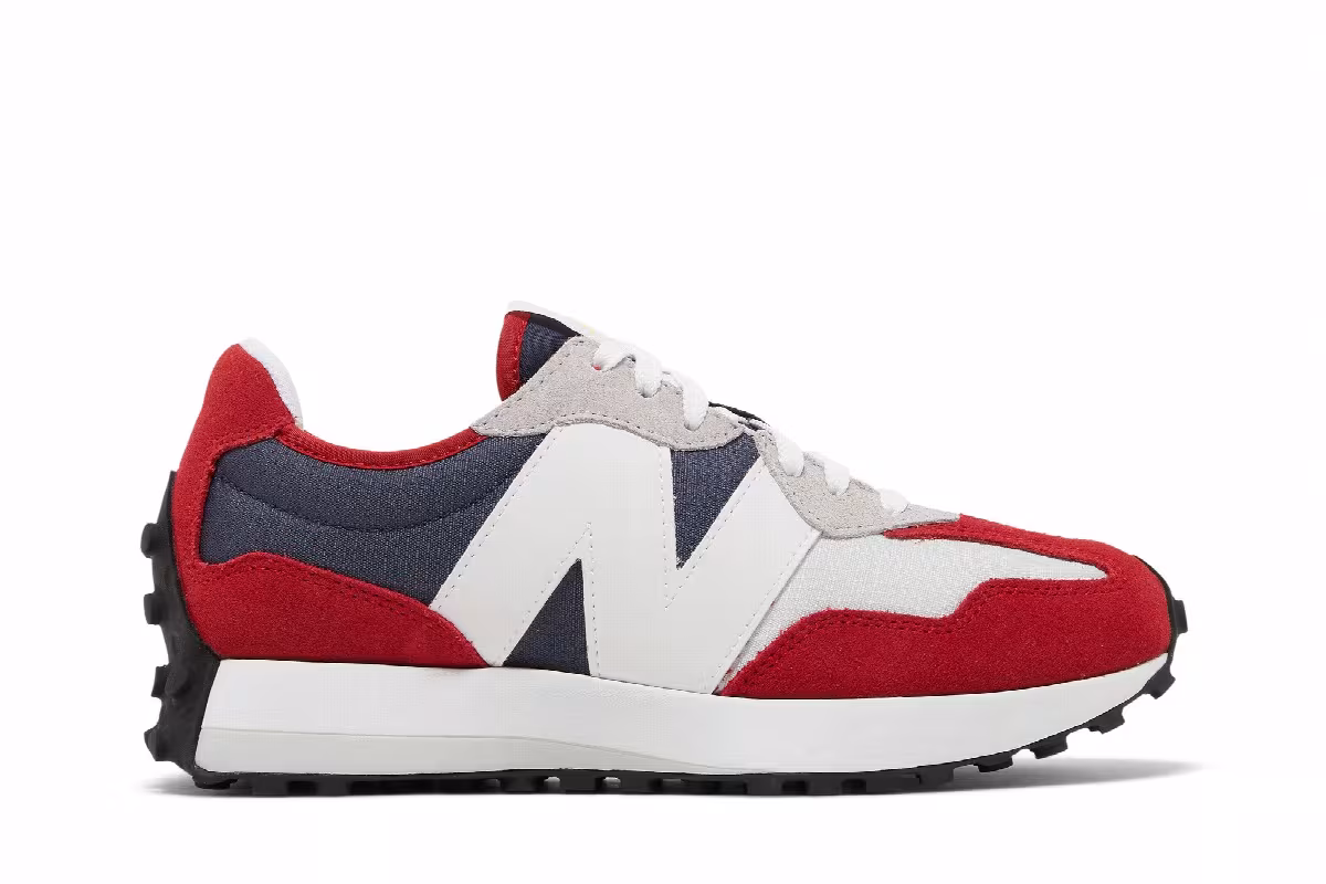 New Balance 327 Natural Indigo Team Red, view 2