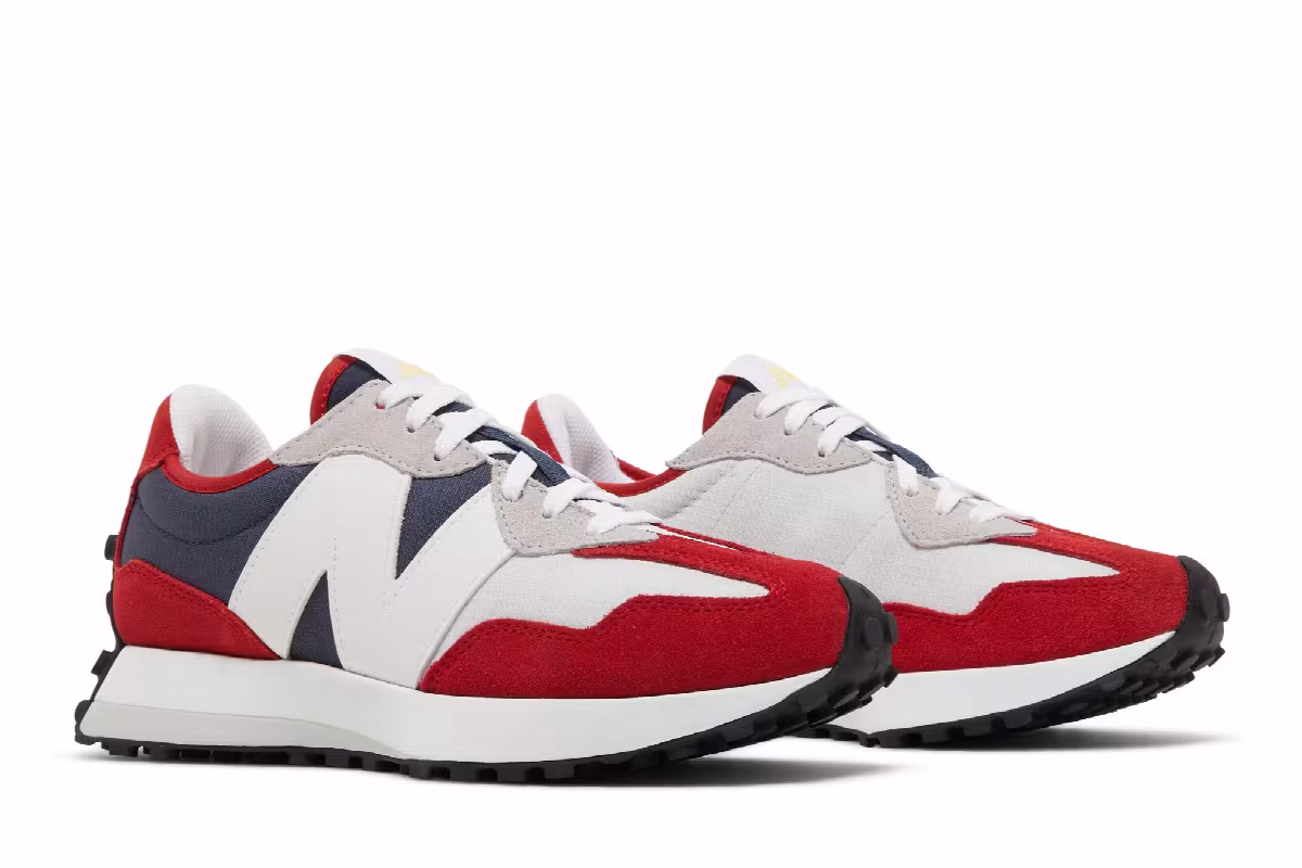 New Balance 327 Natural Indigo Team Red, view 9