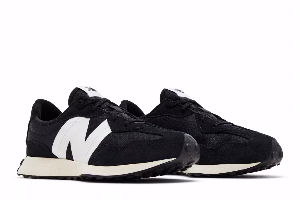 New Balance 327 Big Kid Black White, view 9