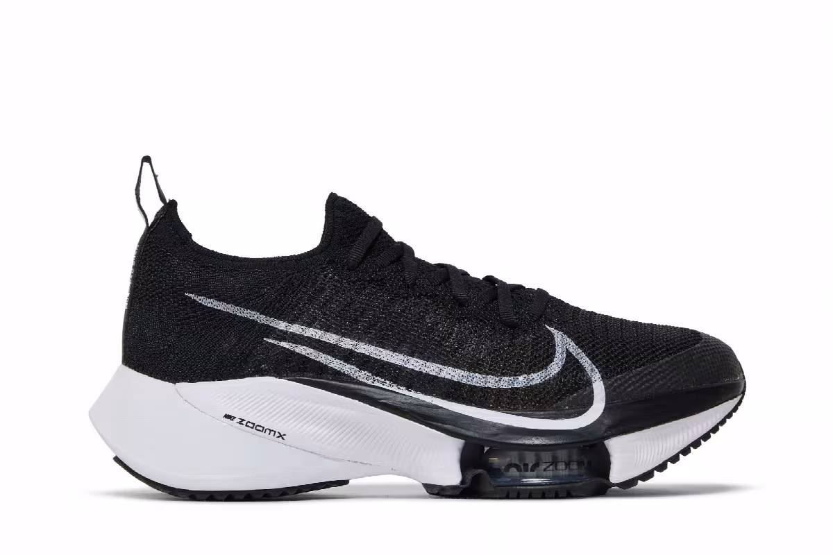 Nike Women's Air Zoom Tempo NEXT% Flyknit Black White, view 2