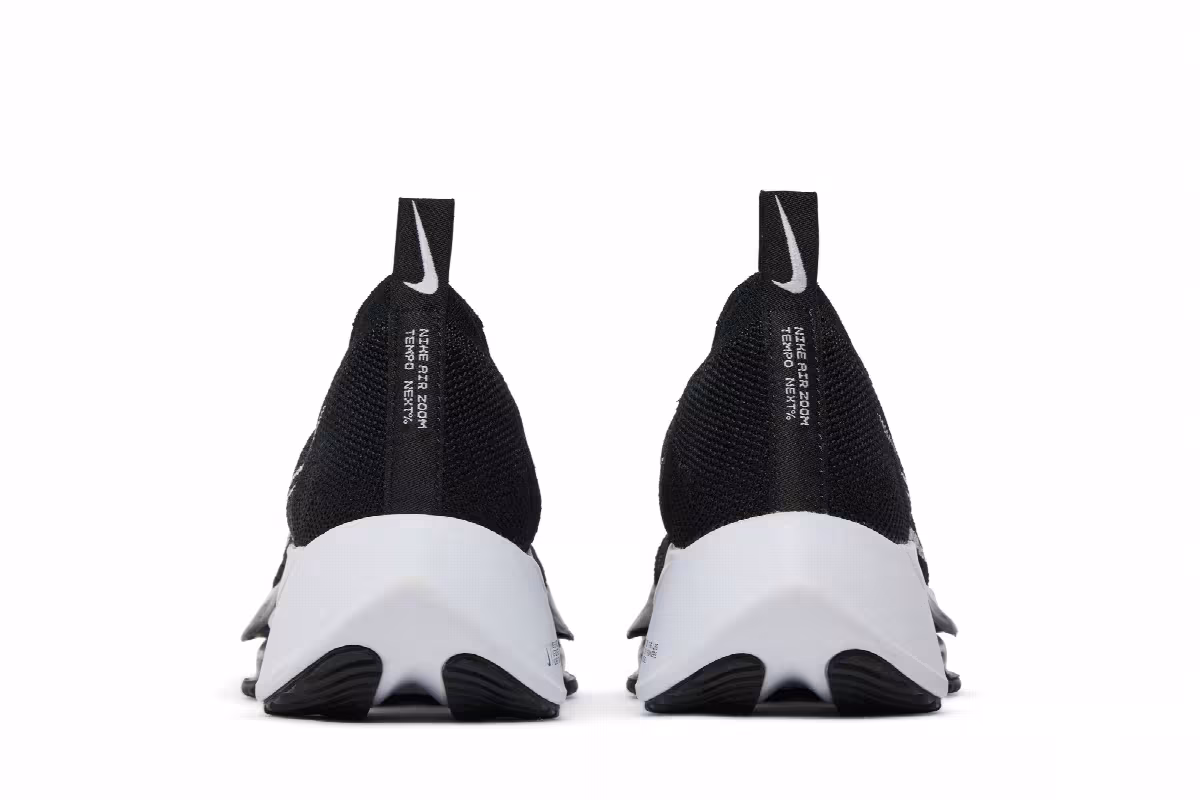 Nike Women's Air Zoom Tempo NEXT% Flyknit Black White, view 7