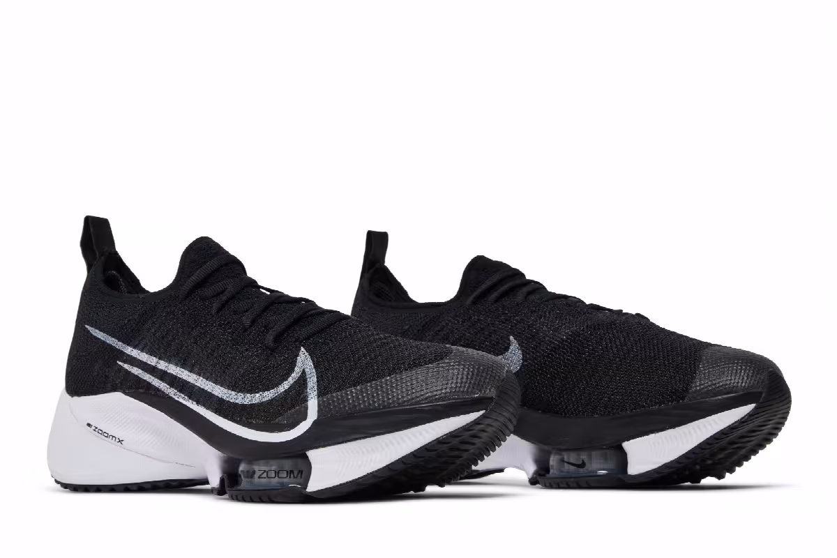 Nike Women's Air Zoom Tempo NEXT% Flyknit Black White, view 9