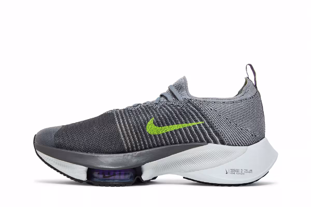 Nike Air Zoom Tempo NEXT% Flyknit Particle Grey Volt, view 4