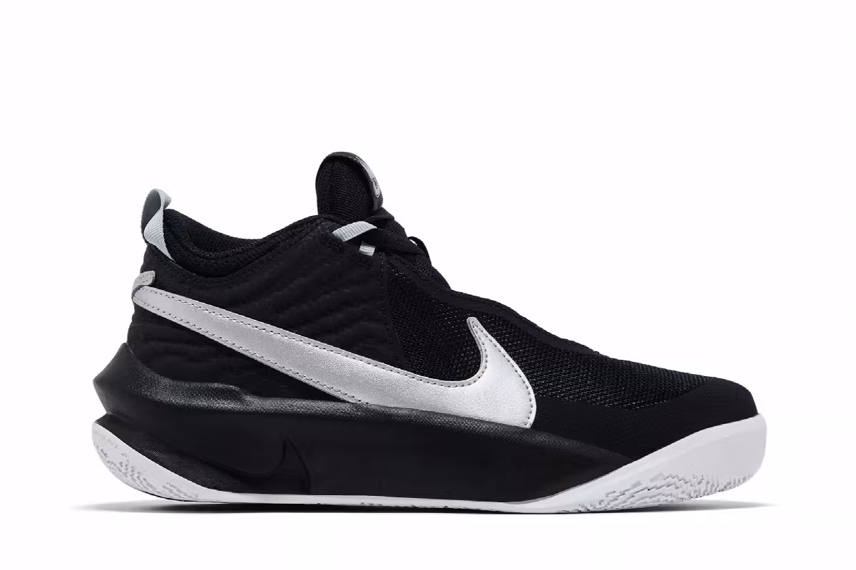 Nike Team Hustle D10 GS Black Metallic Silver, view 2