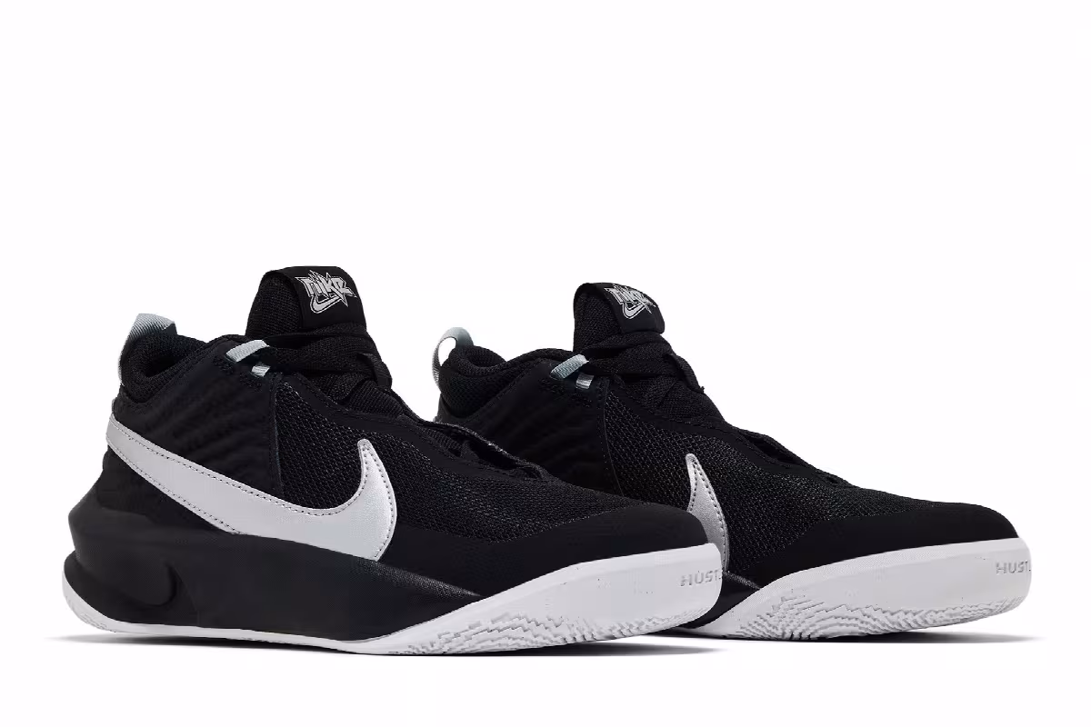 Nike Team Hustle D10 GS Black Metallic Silver, view 9