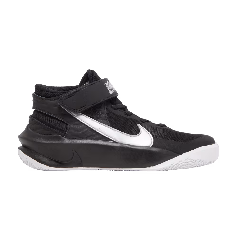 Nike Team Hustle D10 FlyEase GS Black Metallic Silver