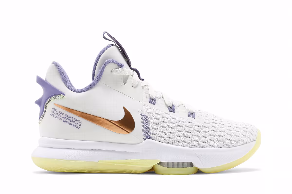 Nike LeBron Witness 5 Summit White Metallic Bronze, view 2