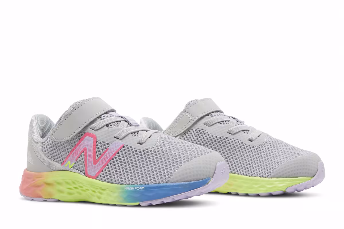 New Balance Fresh Foam Arishi v4 Bungee Lace Toddler Wide Light Aluminum Rainbow, view 9