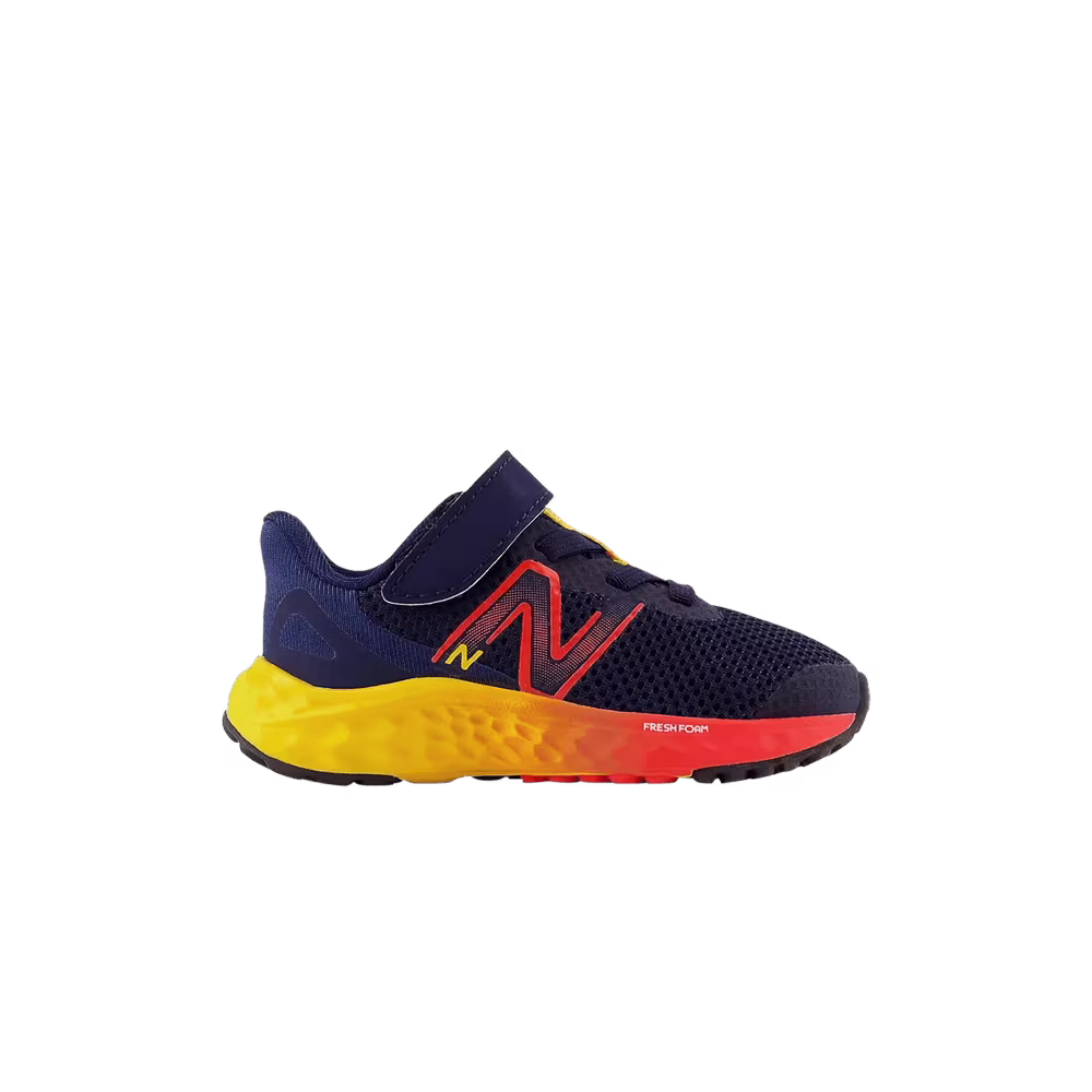 New Balance Fresh Foam Arishi v4 Bungee Lace Toddler Wide Navy Red Egg Yolk