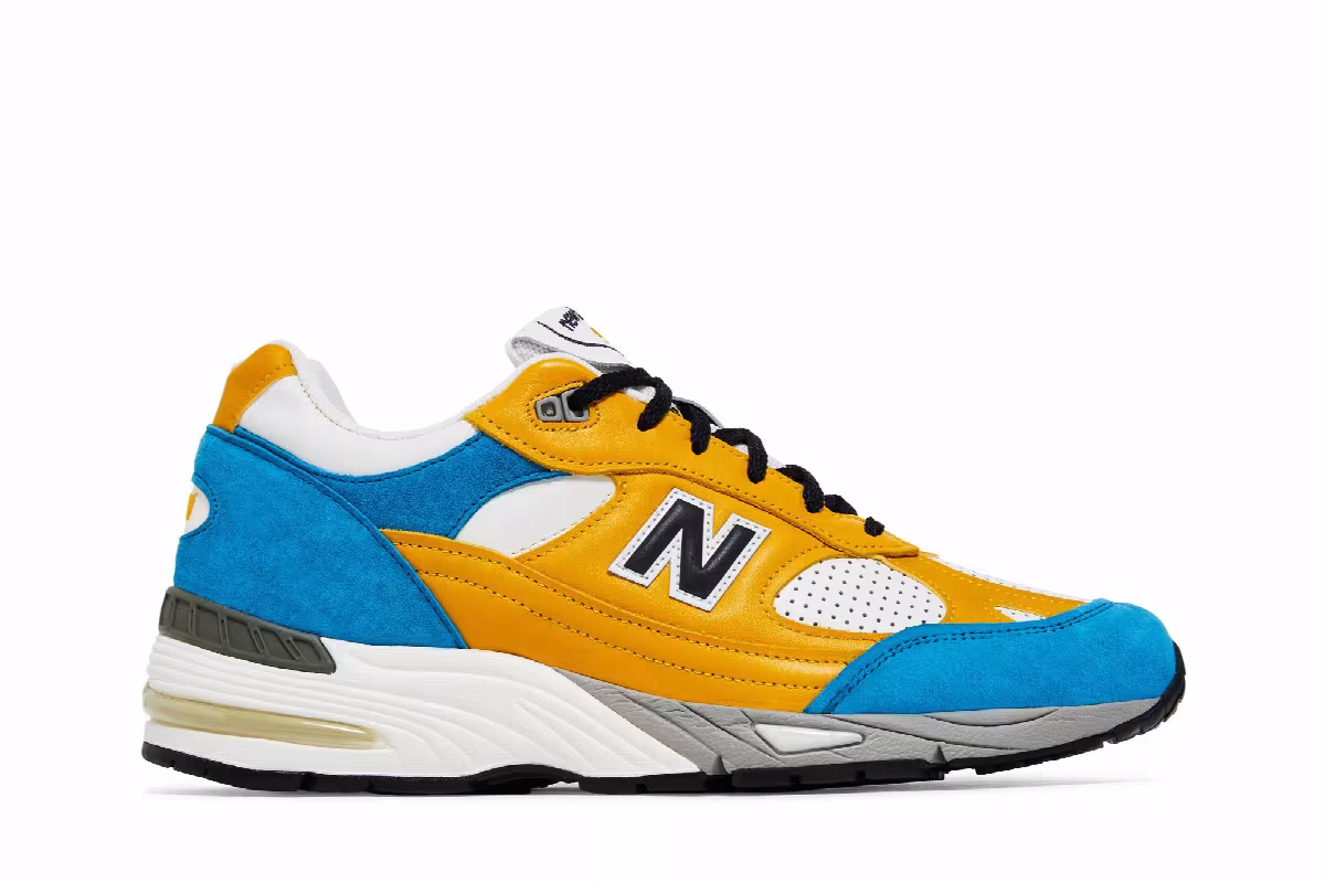 Sneakersnstuff x New Balance 991 Made in England Blue Yellow, view 2