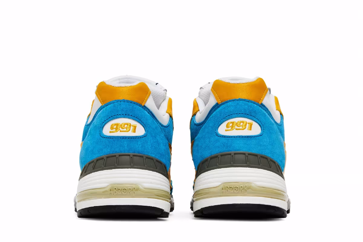Sneakersnstuff x New Balance 991 Made in England Blue Yellow, view 7