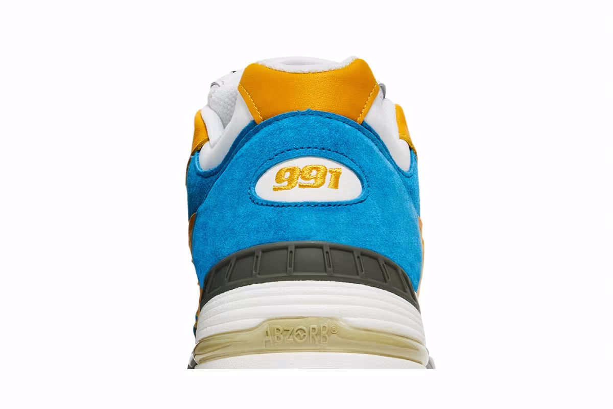 Sneakersnstuff x New Balance 991 Made in England Blue Yellow, view 8