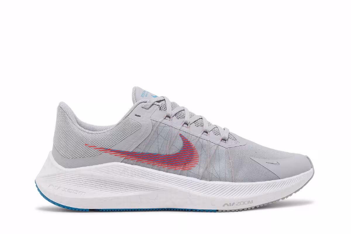 Nike Winflo 8 Wolf Grey Bright Crimson, view 2
