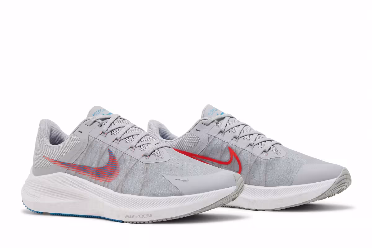 Nike Winflo 8 Wolf Grey Bright Crimson, view 9
